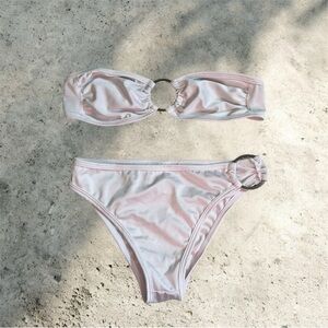 Vintage White Strapless Bikini Set